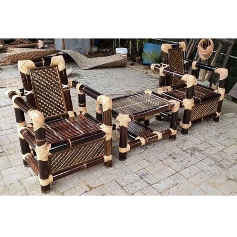 kursi bambu full rotan