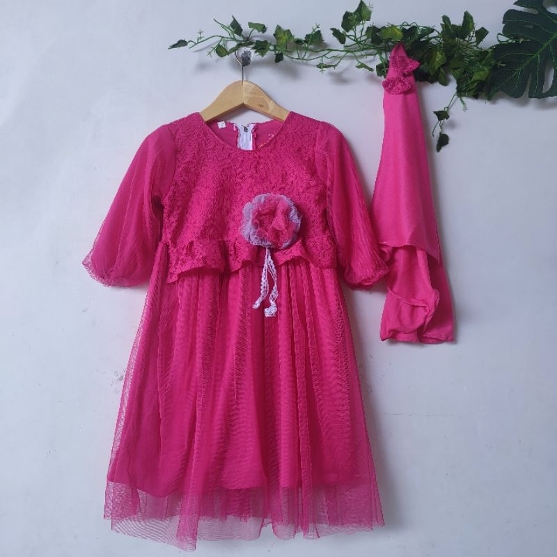 Gamis Anak 2 3 4 5 6 7 8 Tahun Anak Cewek Perempuan Gamis Tutu Free Hijab Pesta lucu kekinian terbaru muslim terbaru kekinian ( Gamis Mindu Tutu )