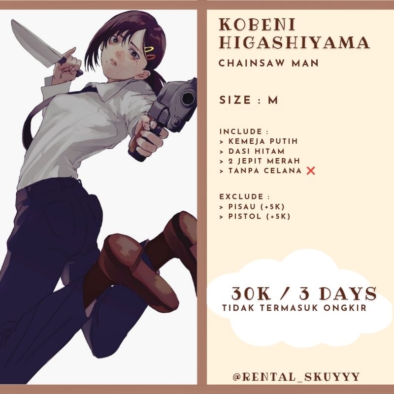 Rental Costume Cosplay Kobeni Chainsaw Man