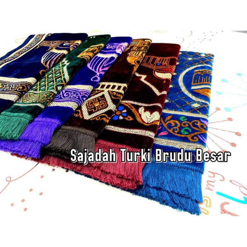 Sajadah Turkey Bahan Bludru Rumbei Tebal ukuran Besar bonus Tasbih by zellshop