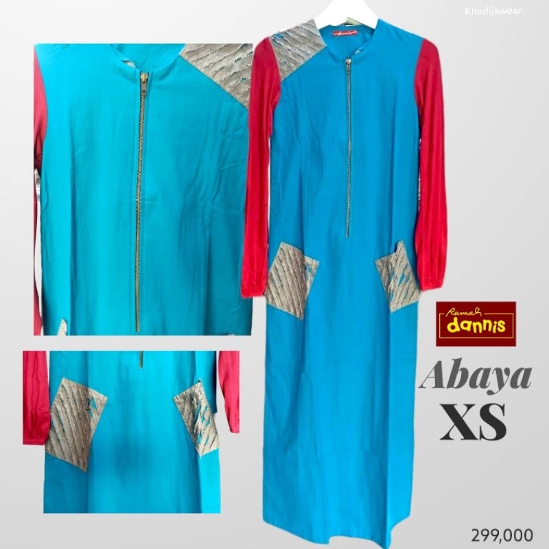 DANNIS Abaya XS Gamis Ibu [BIRU] Dewasa Katun premium colorful diskon Danis/Gamis Dannis/Abaya Musli