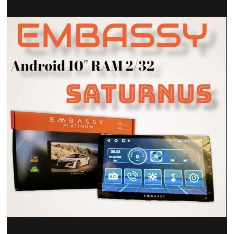 Head Unit Android Embassy Saturnus 10inch Ram 2/32Gb
