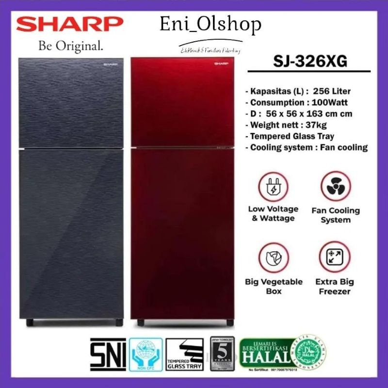 KULKAS SHARP 2 PINTU KAPASITAS 256 LITER SJ-326XG /  SJ 326XG /  SJ326XG