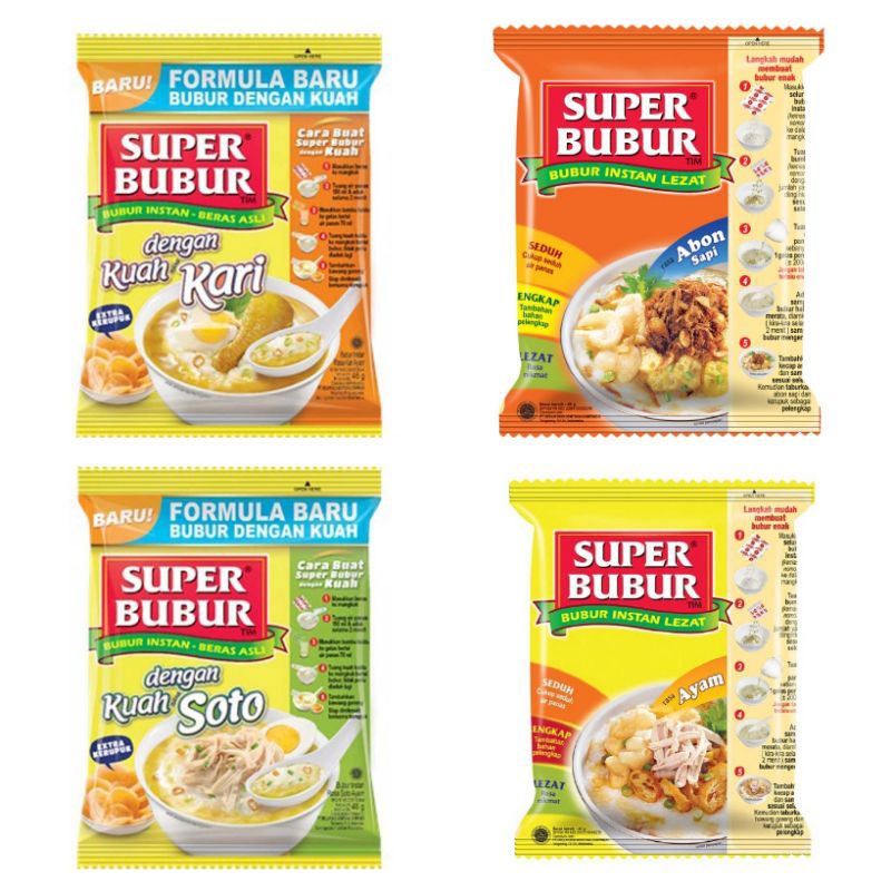 

Super Bubur Instan Rasa Kari Soto Ayam Abon Sapi 45 / 46 / 49 g