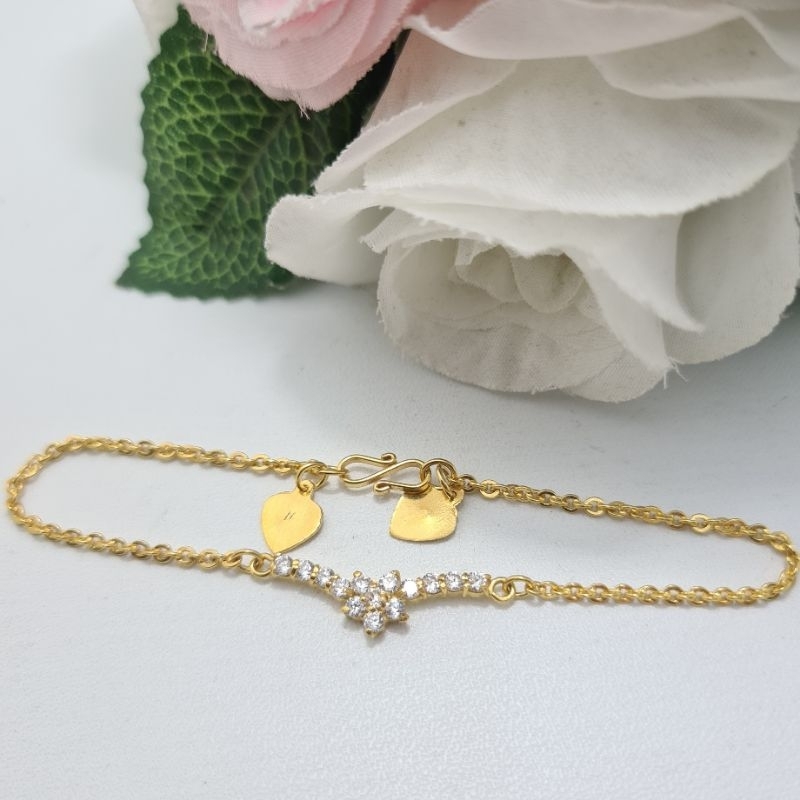 Gelang Emas Muda Rantai Bunga Putih