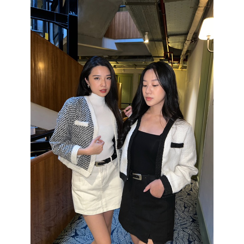 Amora Tweed Outer / Atasan wanita outer tweed perempuan tebal korea