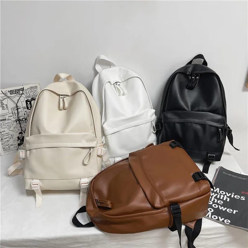 Tas Ransel Pria Wanita Backpack Fashion Korean PU Kulit Sintetis