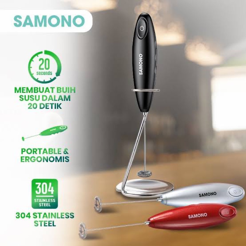 SAMONO Mixer Mini Portable SWMFR11 Red Pengaduk susu Pengocok Telur