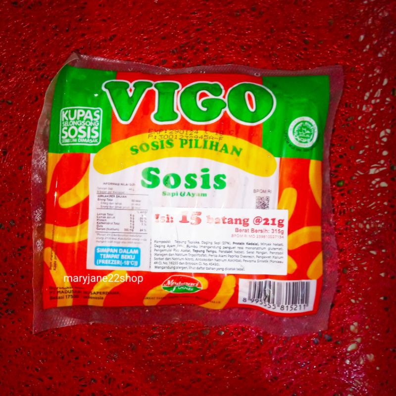 

Sosis Sapi Ayam Vigo 315 gr isi 15