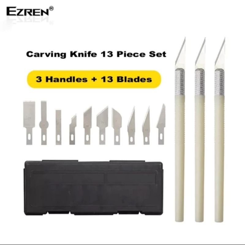 

EZREN EZ-0110 EZ0110 Alat Ukir Pahat Kayu Pisau IC Acrylic Set 13pcs