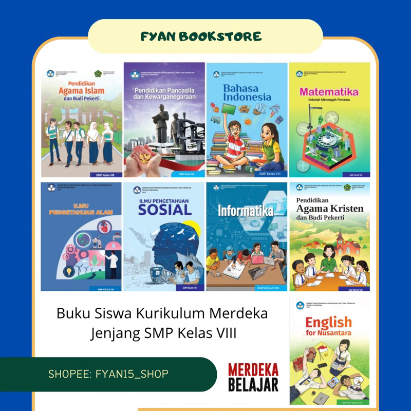 Fyan Book Store:  Buku Paket Kurikulum Merdeka Jenjang SMP kelas VIII, Buku Paket SMP Kelas 8 Kuriku