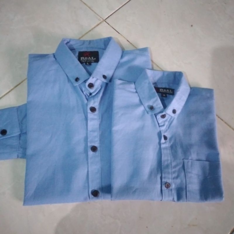 KEMEJA COUPLE AYAH &amp; ANAK WARNA BIRU DENIM KATUN SIGARET PREMIUM (HARGA SATUAN)