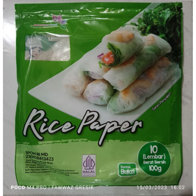 Rice Paper Kulit Lumpia Vietnam Spring Roll Java Super Food 10 lembar Halal 100gr