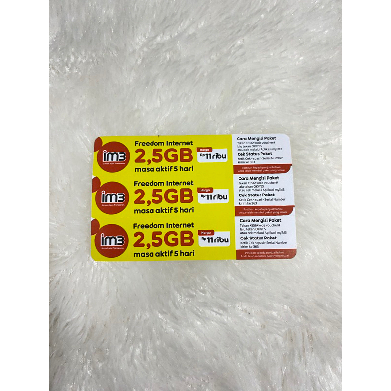 VOUCHER INDOSAT IM3 2,5 GB 5 HARI