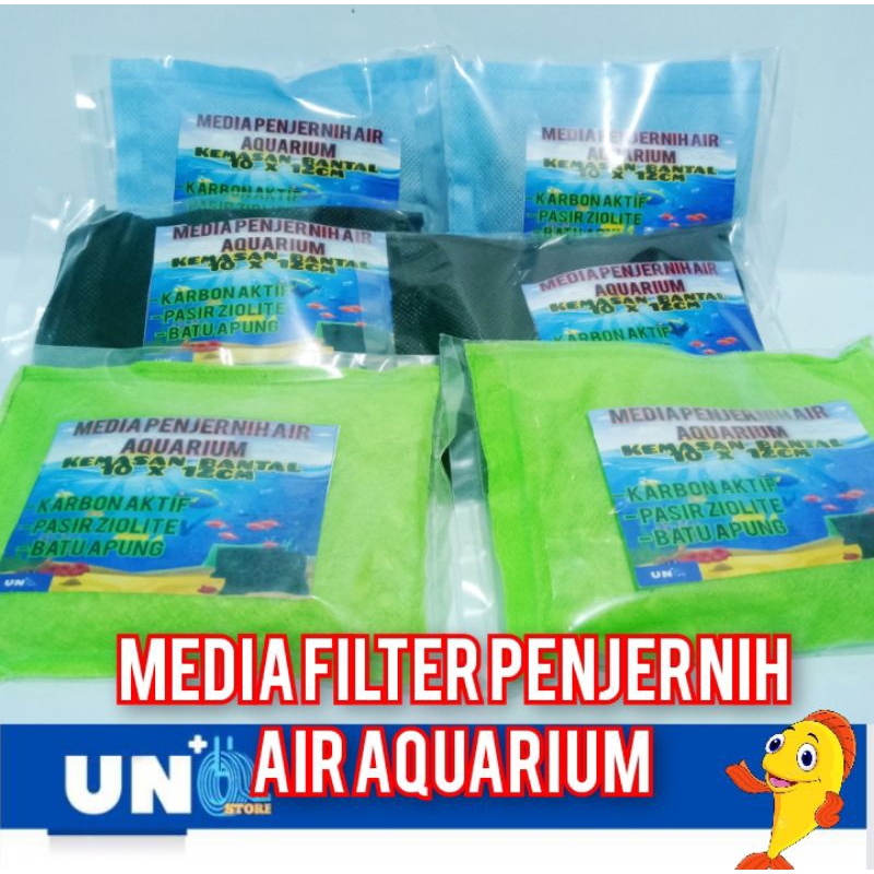 FILTER MEDIA PENJERNIH AIR AQUARIUM KARBON AKTIF/PASIR ZIOLITE/BATU APUNG KEMASAN BANTAL