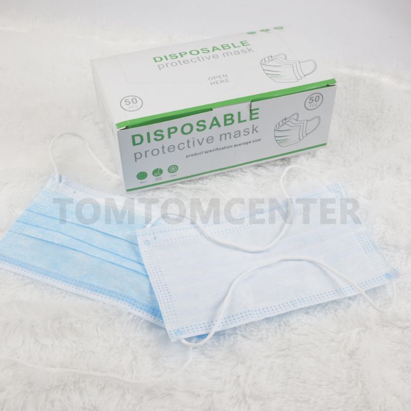 𝗪𝗶𝗻𝗱𝗮 𝗣𝗿𝗮𝗱𝗶𝘁𝗮  Masker Medis 3ply Earlopp Hijab Disposable Biru Hitam 50 Pcs