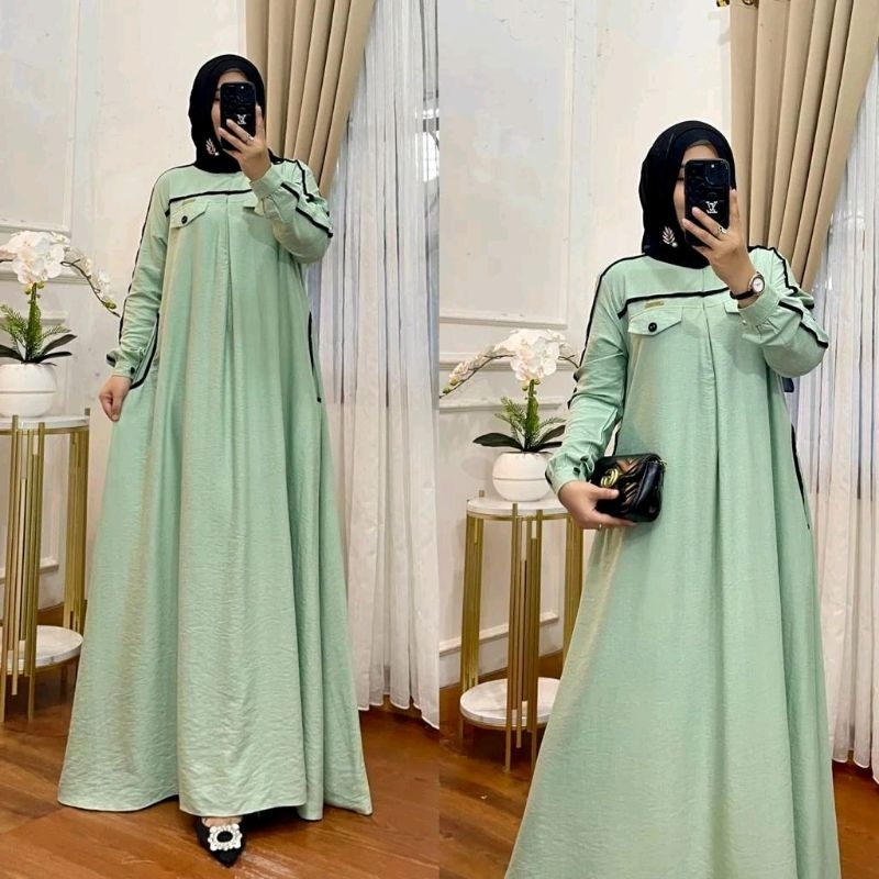 Melva dress gamis polos raya lebaran