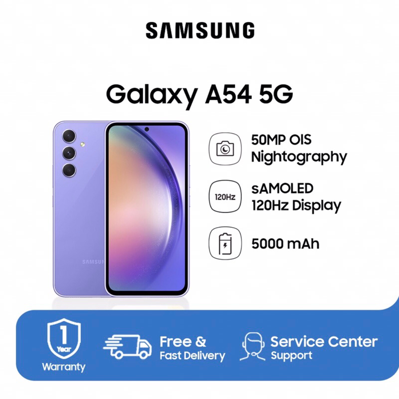 Samsung Galaxy A54 5G | 8GB+128GB - 8GB+256GB | Exynos 1380 | 50MP Triple Camera | IP67 | 6.4&quot; Super AMOLED | Li-Po 50000mAh | Garansi Resmi Sein 1 Tahun