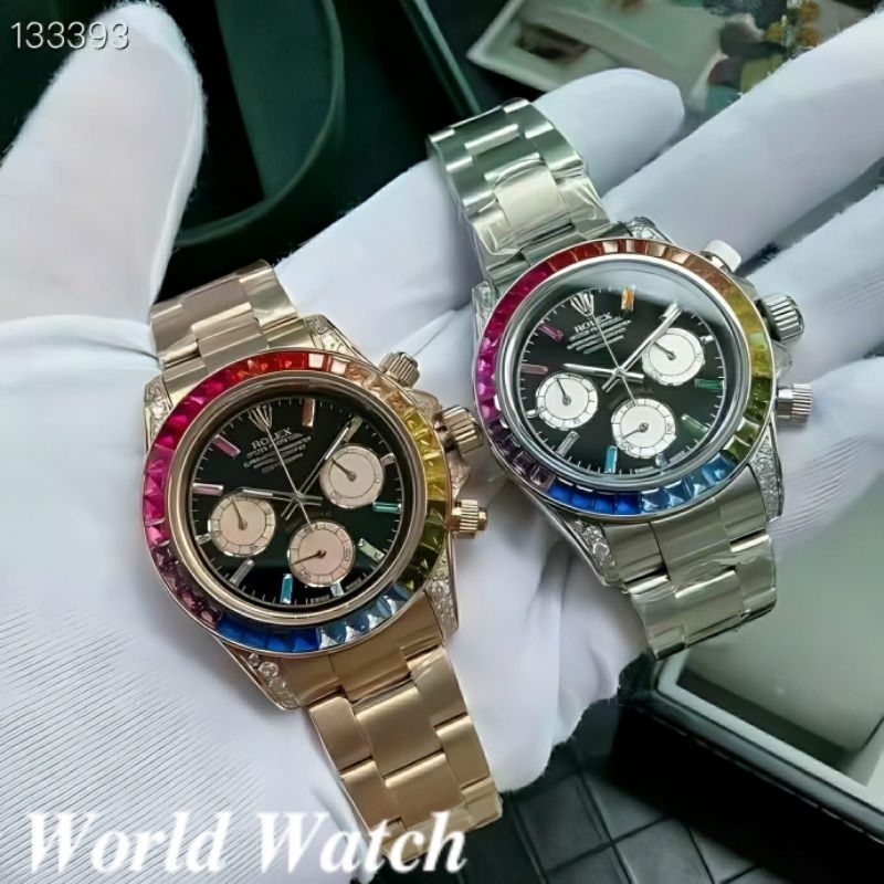 Jam Tangan Pria Merk Rolex Rainbow Daytona Automatic Saphire