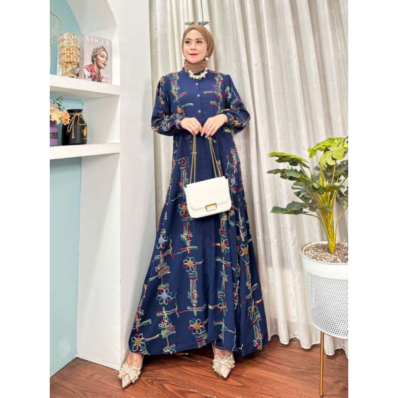 Gamis pompom saku // gamis airflow cringkel