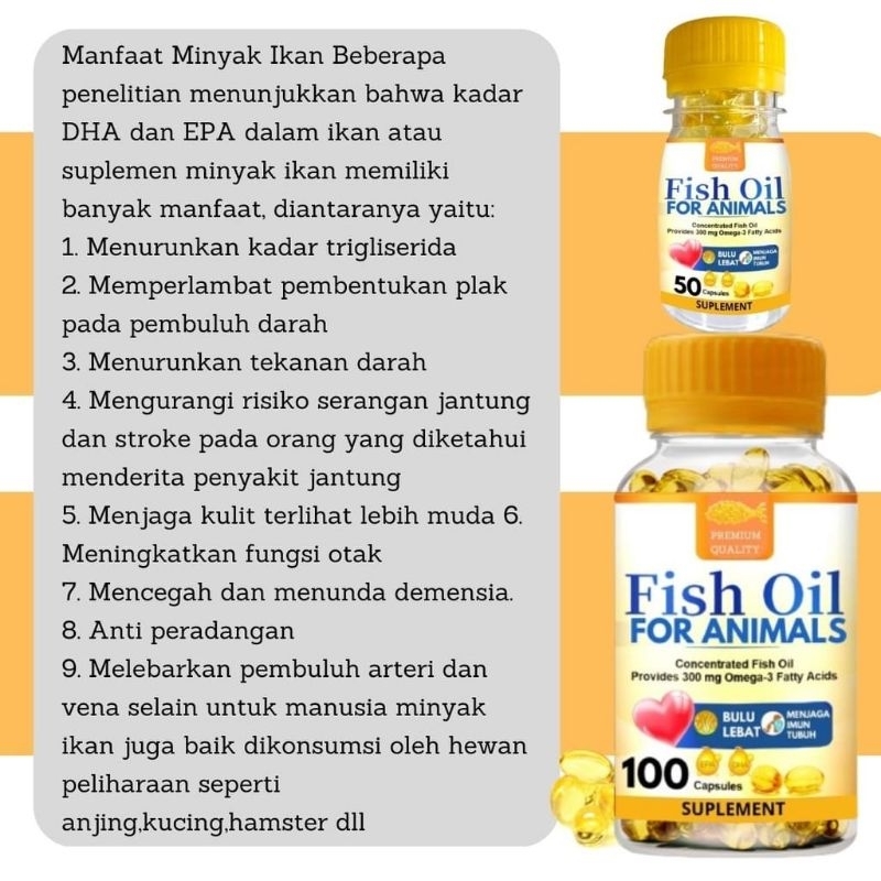 Minyak ikan Fish oil Vitamin penggemuk bulu Kucing Vitamin Harian Hewan Kucing Anjing Burung Hamster Shaestore15