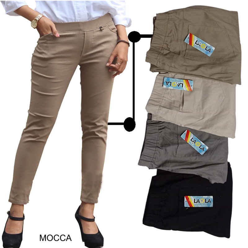 Elizabeth Pants / Chino Pants Wanita Bahan Tebal super Stretch