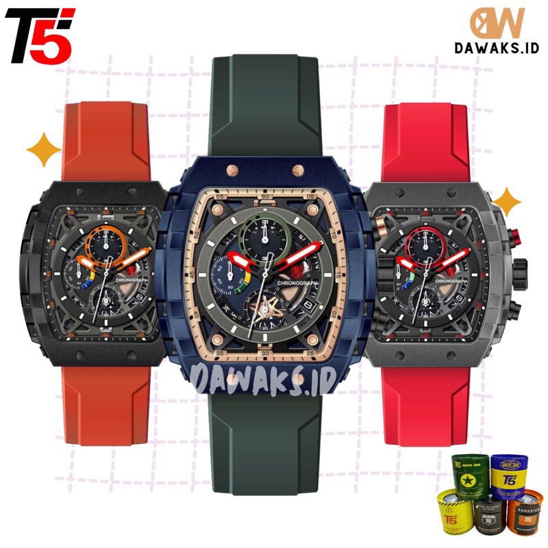 JAM TANGAN PRIA ANALOG T5 H 3905G T5 H 3905 T5 H3905G ORIGINAL 100% CHRONOGRAPH AKTIF TAHAN AIR FREE
