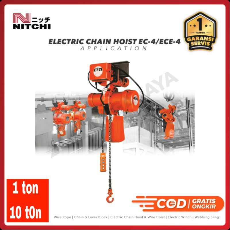 Electric chain hoist Nitchi MH5 1 ton 6 meter (plus trolly)