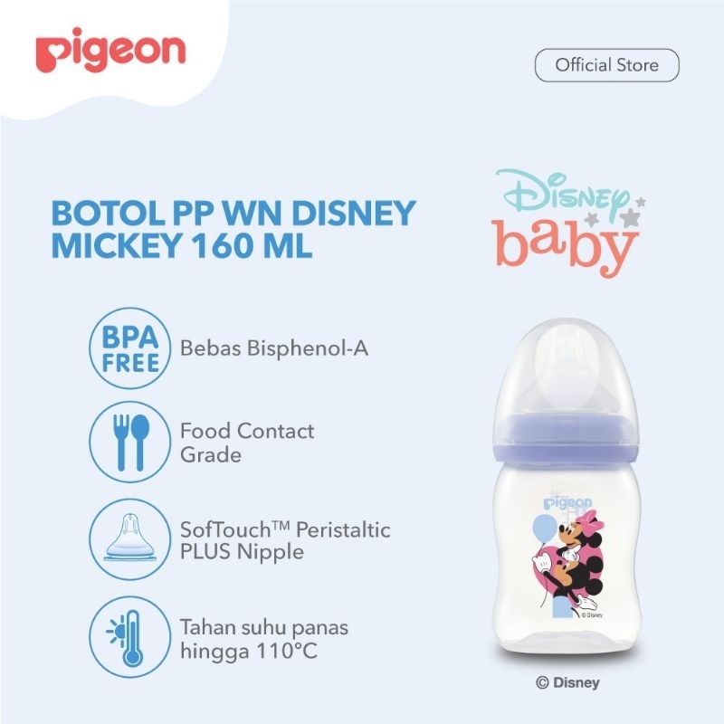 Pigeon Botol Wide Neck Mickey 160Ml/Pigeon btl mickey bening