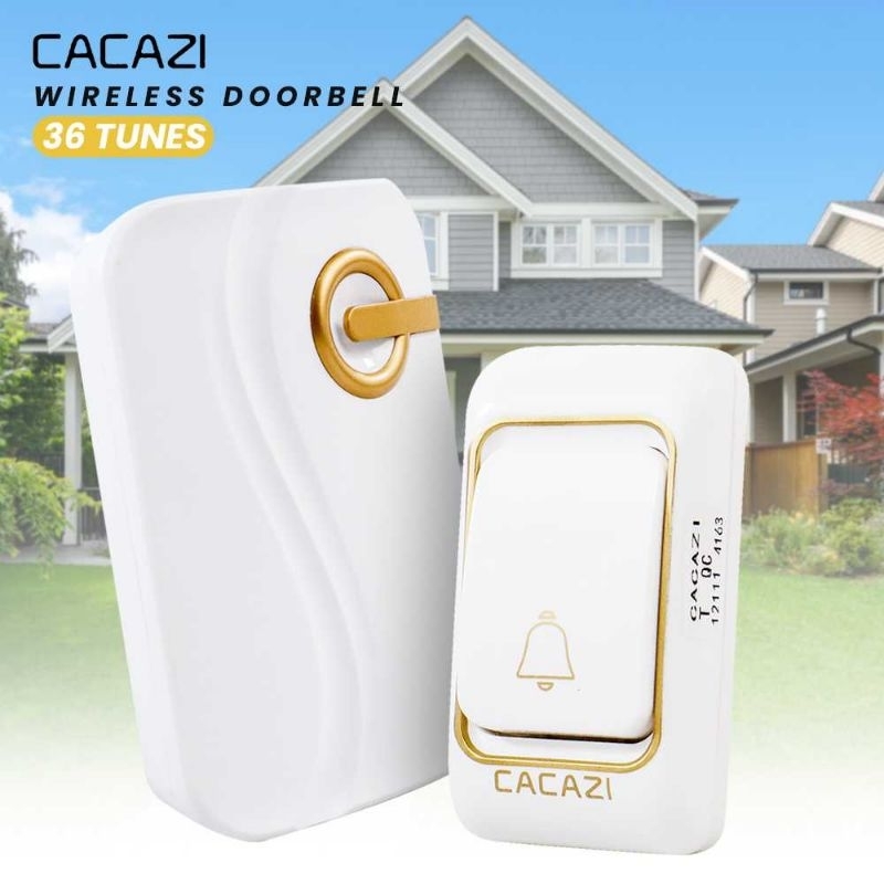 CACAZI Bel Pintu Wireless Doorbell 36 Tunes 1 PCS Receiver