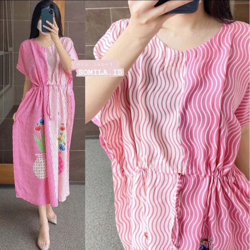 LD 140 EXTRA JUMBO GROSIR DASTER SOMILA.ID TERBARU BUSUI LOWO KAFTAN TALI KERUT BU TEJO ORCHID