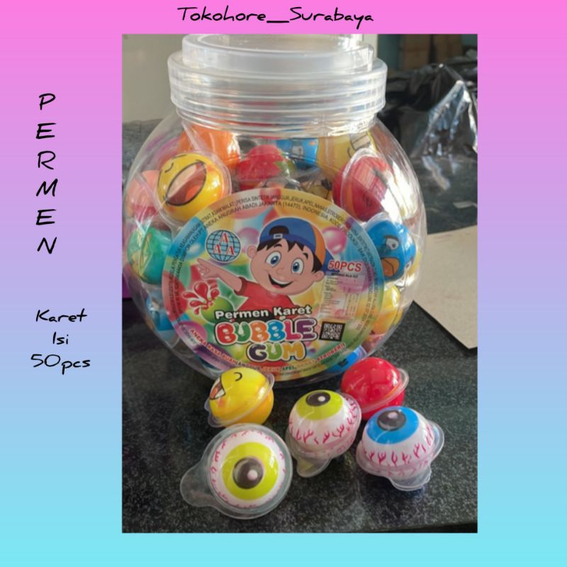 ISI 50PCS PERMEN KARET BOLA MATA PERMEN VIRAL