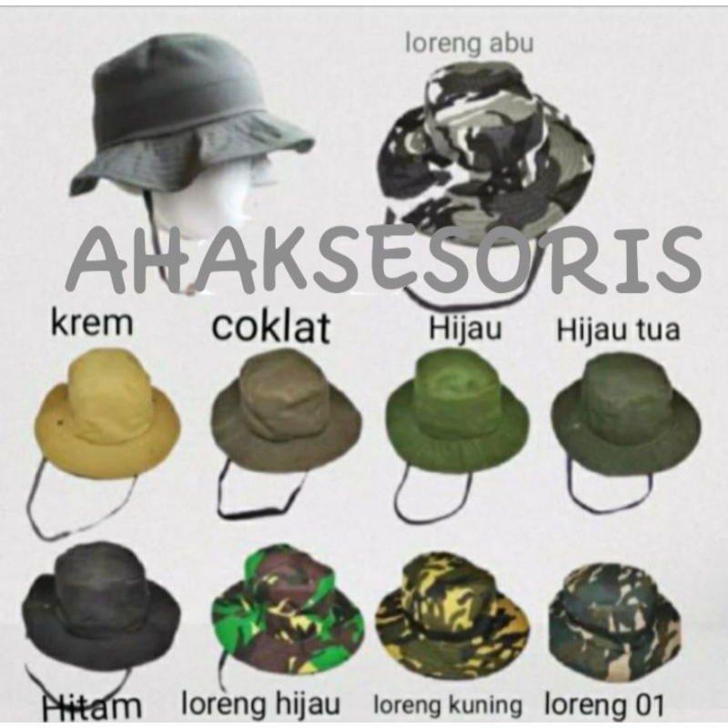 Topi rimba polos gunung tactical premium quality hiking puncak kebun outdoor