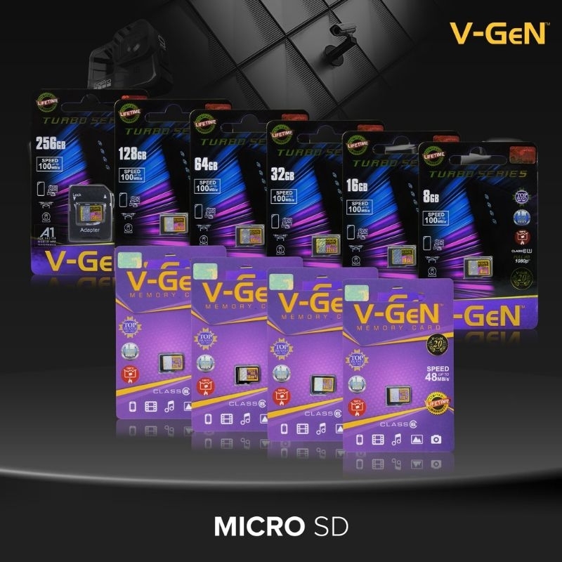 Memori Micro Sd V-Gen 8 GB + Adapter Memory Card 8gb + Adaptor Class 10 Turbo Vgen Original Mmc Sdhc Camera DSLRs Kamera