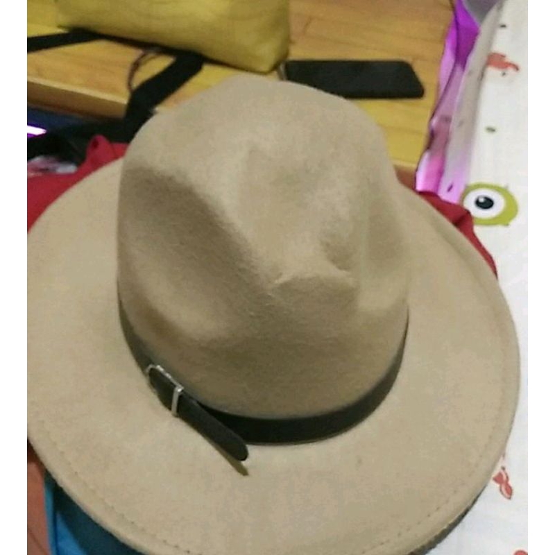 GS8e Topi Laken Jazz Vintage Fedora Penyanyi Jazz kasual Laken Topi Laken Topi Country / Topi Koboi  Fs-219 Jiangxihuitian Black Or-i