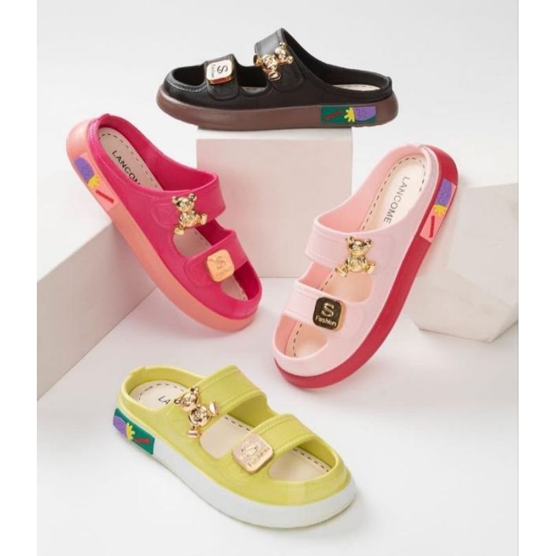 Sandal Selop Anak Perempuan Viral Kekinian Sandal Anak  Cewek Import Sandal Anak Ban Dua Motif Kucing Bear gold Sandal Anak Terbaru Nyaman Trendy