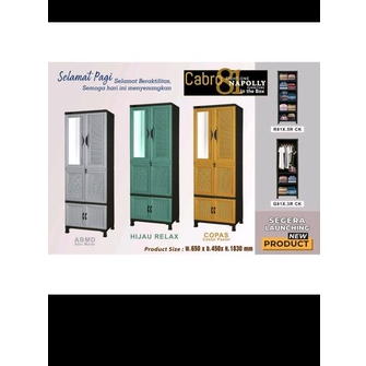 Lemari Plastik Napolly Cabro 81 Gantung+Cermin - Cokelat/ Abu/ Hijau