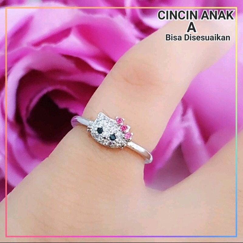 Karakter Hello Kitty Cincin Aksesoris Perhiasan Anak Perempuan Ala Fashion Korea Berbahan Lapisan Logam Tahan Karat Anti Luntur