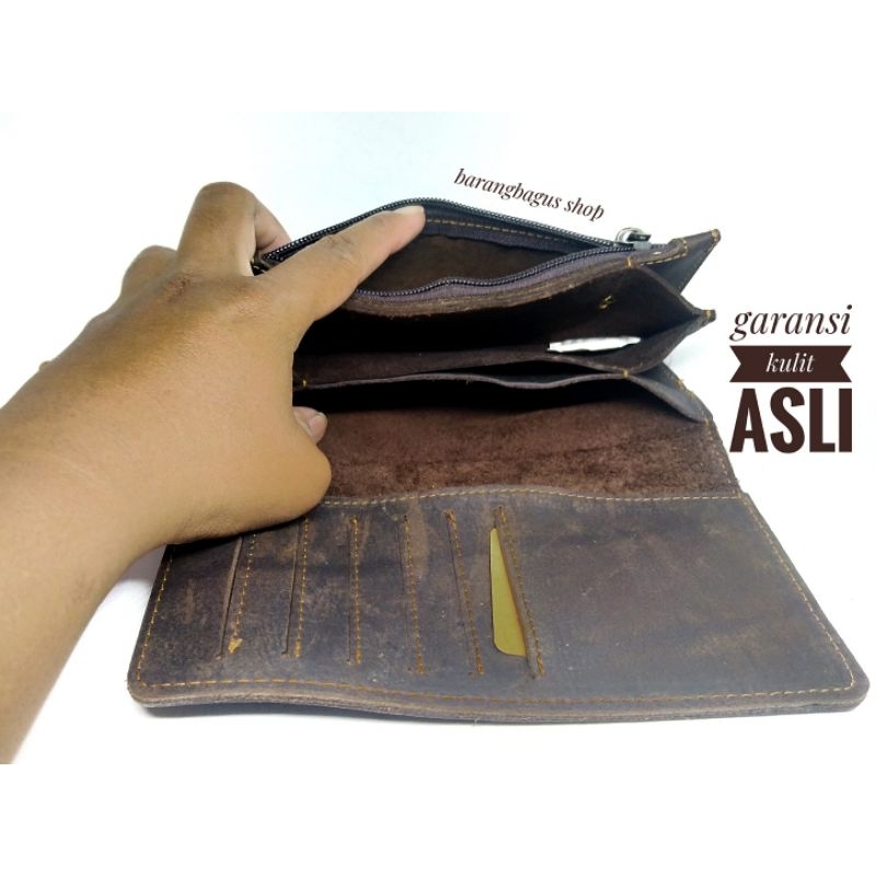 Dompet Panjang garansi full Kulit Pria Harley Davidson motor gede moge plus tali kulit