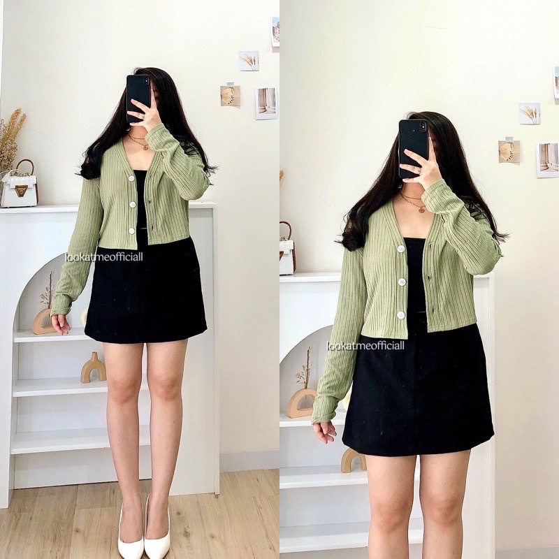 Lookatmeofficial • Coco Crop Cardigan Bahan Knit Premium / Outer Top Knitwear