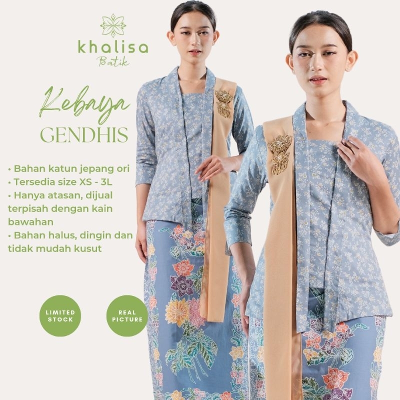 Kebaya Kutu Baru Gendhis Lengan 7/8 - Kebaya Gendhis Grey Katun Jepang - Khalisa Batik