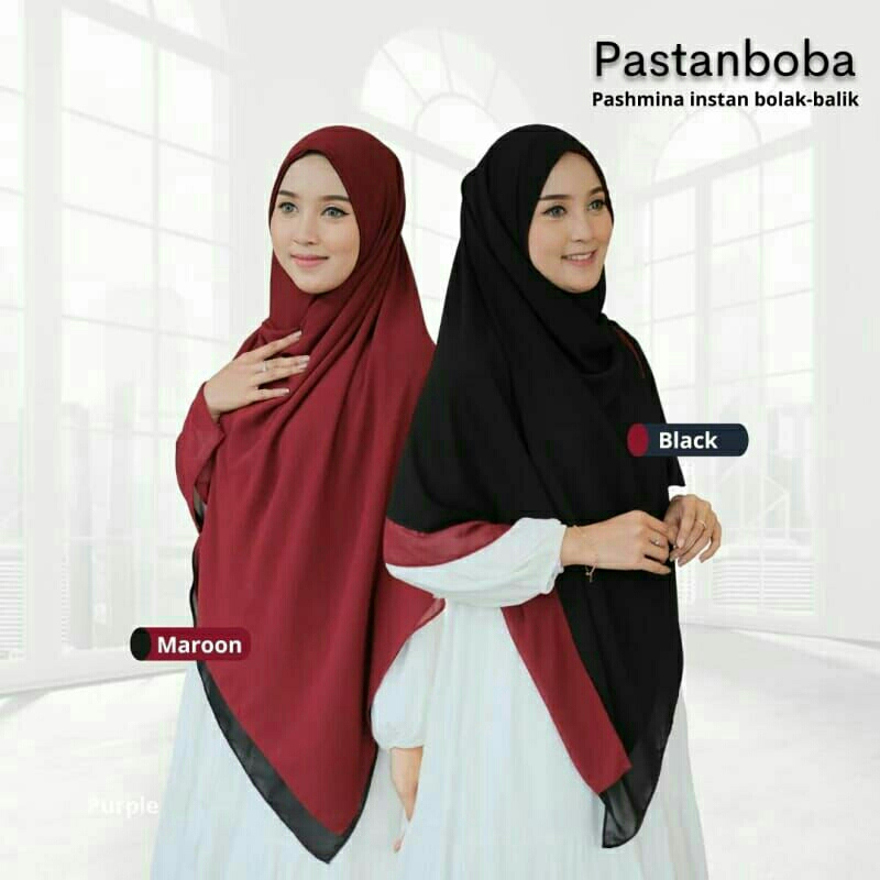Pastanboba Black-Maroon #pastan #pastanboba #jannahriver #jilbab #kerudungmurah