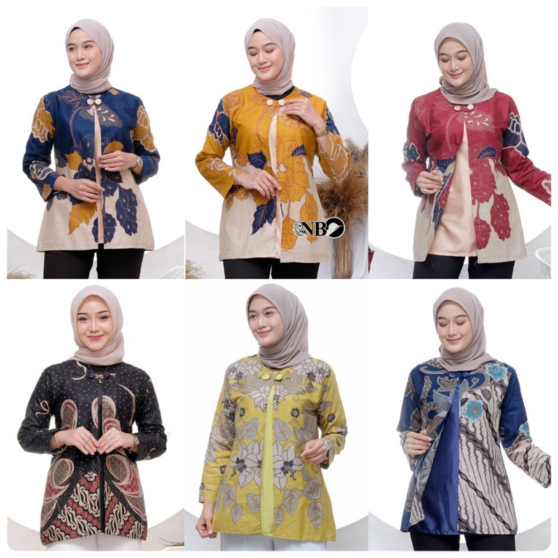 baju batik wanita blouse atasan batik wanita terbaru 2022 baju kerja kantor lengan panjang