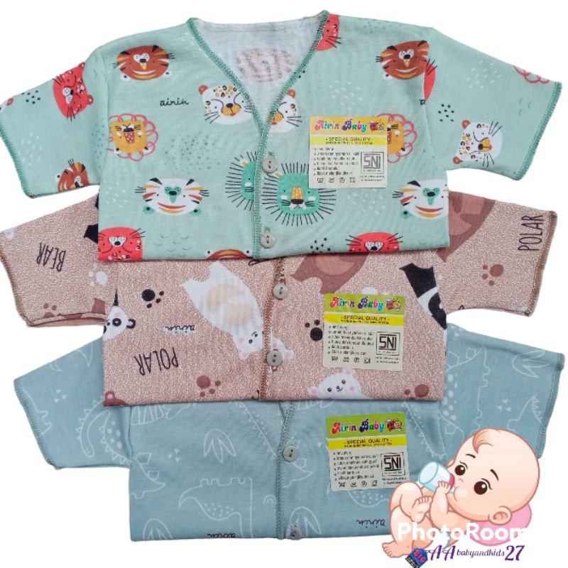 PRODUK TERBARU!!!AIRIN/LITTLE SMART 3PC Baju Bayi Lengan Pendek FullPrint Warna Usia Newborn 0-6bulan SNI