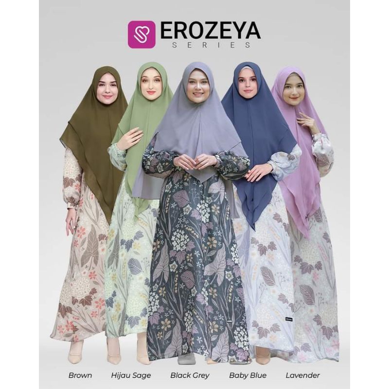 UKHTI MUNIRA - Gamis premium Erozeya Limited edition dress motif full furing katun bahan Organza cri