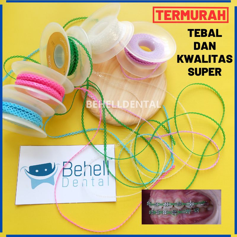 TEBAL KUAT KARET BEHEL POWER CHAIN 50CM ATAU 1/2 METER PREMIUM / KARET TARIK / KARET SAMBUNG RUBBER BAND Karet Kawat Braces Dental Ortho BRACKET GIGI MOTIF - Ligature Tie Ties SUPER - BEHELLDENTAL