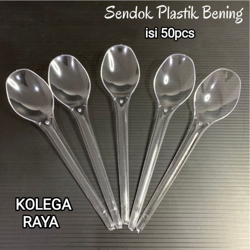 Sendok Dan Garpu Makan Plastik FoodGrade Bening Isi 50pcs