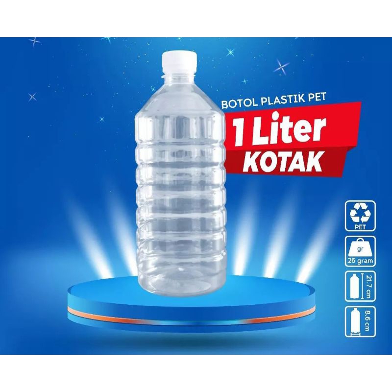 Botol 1 Liter Kotak Botol Plastik 1Liter Kotak Botol PET Model Aqua