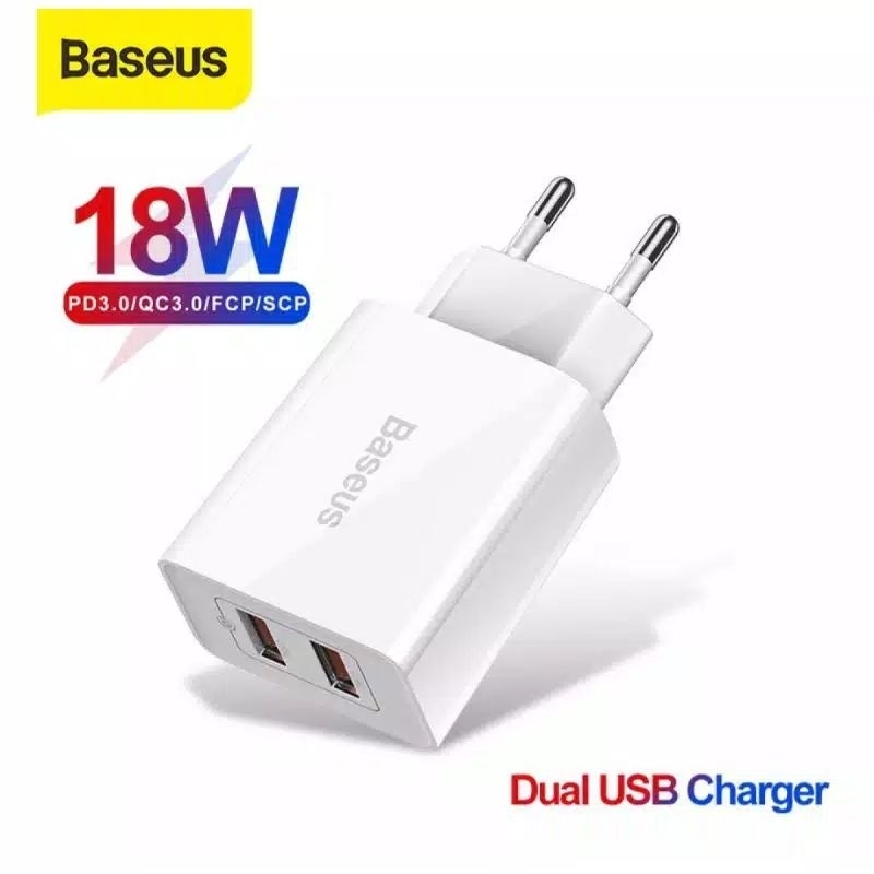 Baseus 18W Charger Dual USB Quick Charge 3.0 Fast Charging