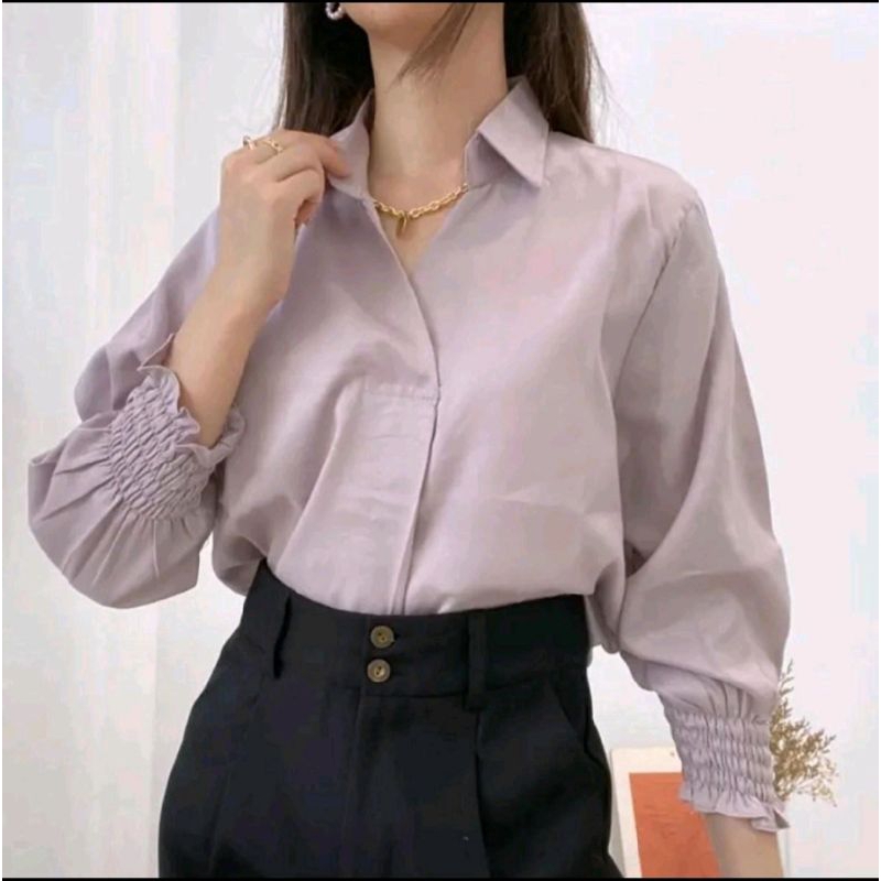 KARA Blouse V Neck/ Blouse Kerah Kerja/ Atasan Kantor /Kemeja kerah V